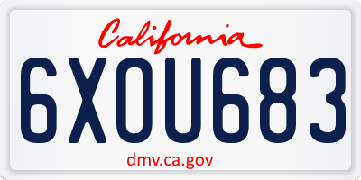 CA license plate 6XOU683