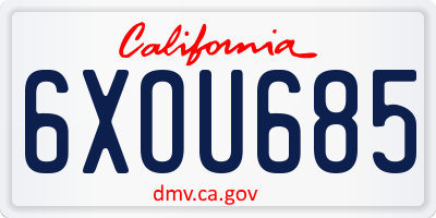 CA license plate 6XOU685