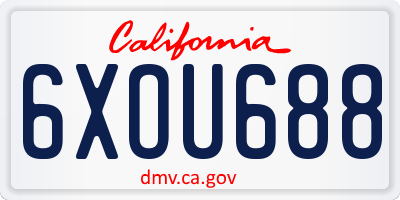 CA license plate 6XOU688