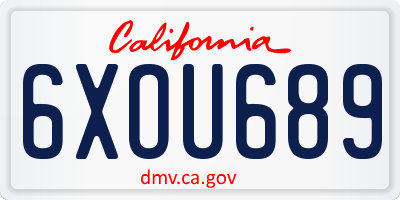 CA license plate 6XOU689