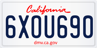 CA license plate 6XOU690