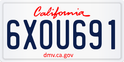 CA license plate 6XOU691