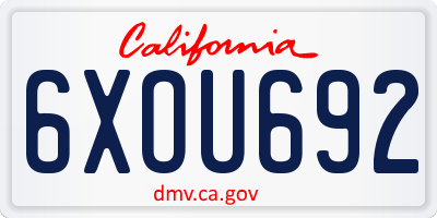 CA license plate 6XOU692