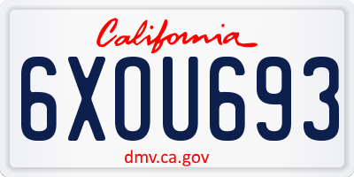 CA license plate 6XOU693