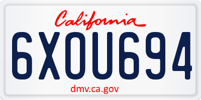 CA license plate 6XOU694
