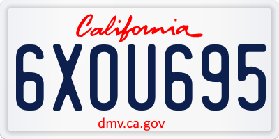 CA license plate 6XOU695