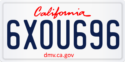 CA license plate 6XOU696