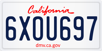 CA license plate 6XOU697