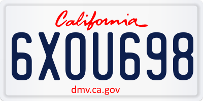 CA license plate 6XOU698