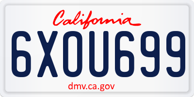 CA license plate 6XOU699