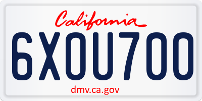 CA license plate 6XOU700