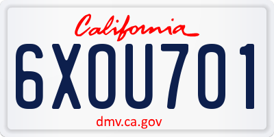 CA license plate 6XOU701