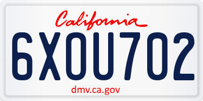CA license plate 6XOU702
