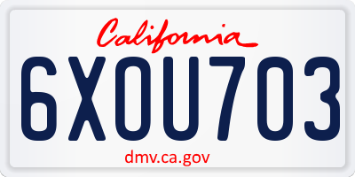 CA license plate 6XOU703