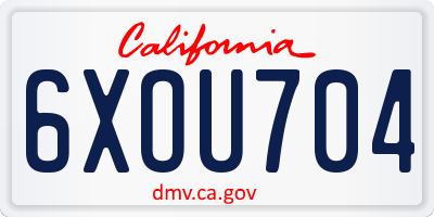 CA license plate 6XOU704