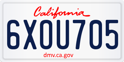 CA license plate 6XOU705