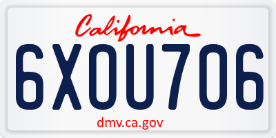 CA license plate 6XOU706