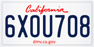 CA license plate 6XOU708