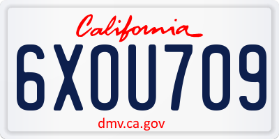 CA license plate 6XOU709