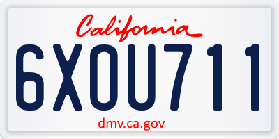 CA license plate 6XOU711