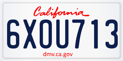 CA license plate 6XOU713
