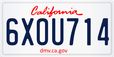 CA license plate 6XOU714