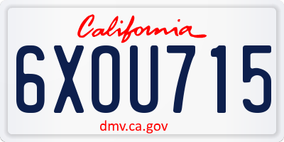CA license plate 6XOU715
