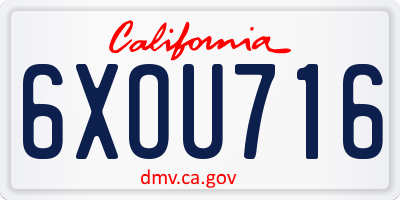 CA license plate 6XOU716