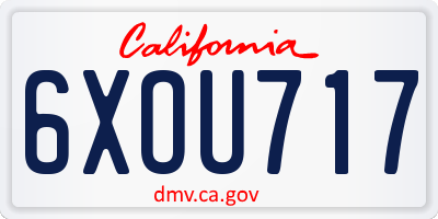 CA license plate 6XOU717