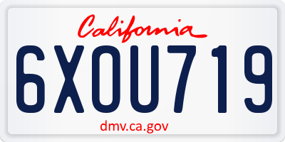 CA license plate 6XOU719