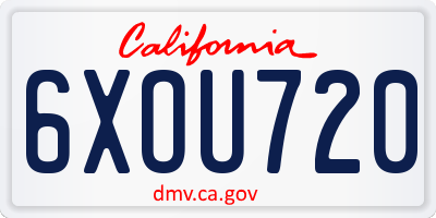 CA license plate 6XOU720