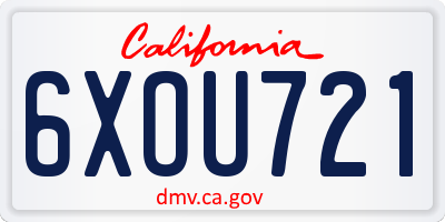 CA license plate 6XOU721
