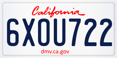 CA license plate 6XOU722