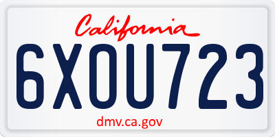 CA license plate 6XOU723