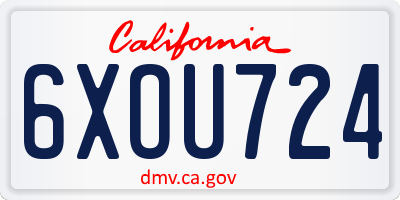 CA license plate 6XOU724