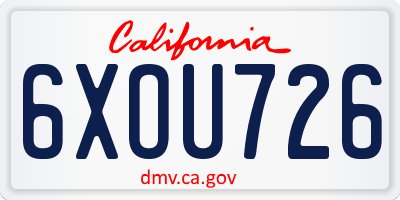 CA license plate 6XOU726