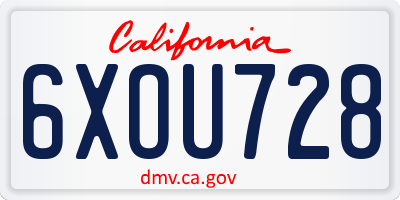 CA license plate 6XOU728