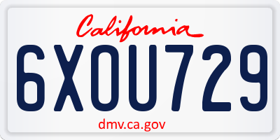 CA license plate 6XOU729
