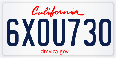 CA license plate 6XOU730