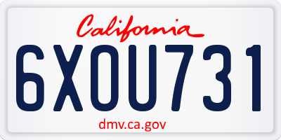CA license plate 6XOU731