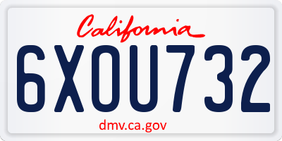 CA license plate 6XOU732