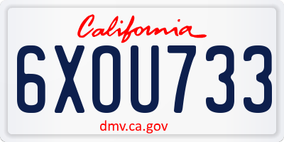 CA license plate 6XOU733