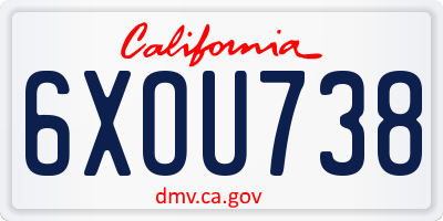CA license plate 6XOU738