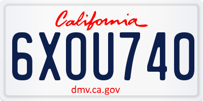 CA license plate 6XOU740