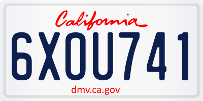 CA license plate 6XOU741
