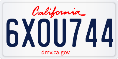 CA license plate 6XOU744