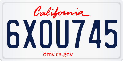 CA license plate 6XOU745