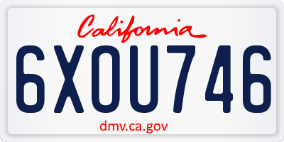 CA license plate 6XOU746