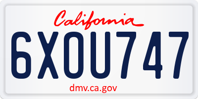 CA license plate 6XOU747