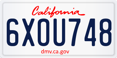 CA license plate 6XOU748